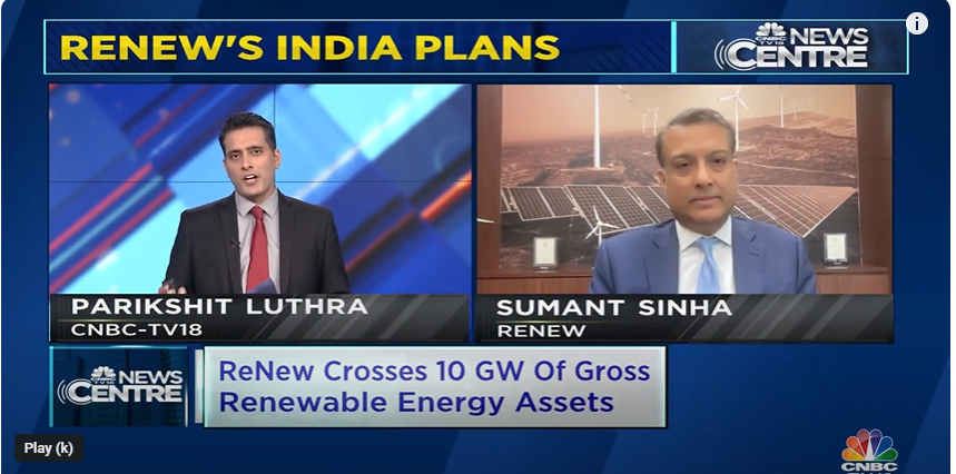 .@ReNewCorp's Founder-Chairman - CEO @sumant_sinha joins @Parikshitl for a conversation about India's renewable energy market, the company's expansion plans, the green hydrogen space and more. Read on ⬇️ cnbctv18.com/business/compa…