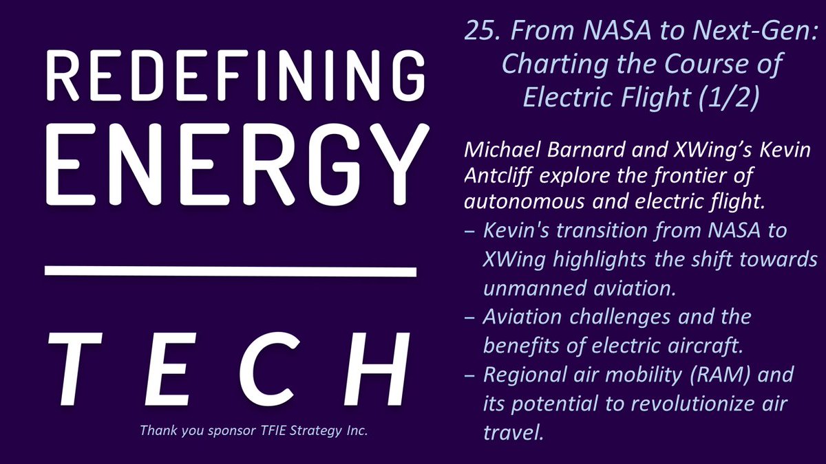 🎤Redefining Energy TECH25 From NASA to Next-Gen: Charting the Course of Electric Flight (1/2) #applepodcasts podcasts.apple.com/gb/podcast/red… #Spotify open.spotify.com/show/5wwTdK7Tm… Host @mbarnardca discuss the future of electric and autonomous aviation with @XwingsHangar Kevin @airtravel4all