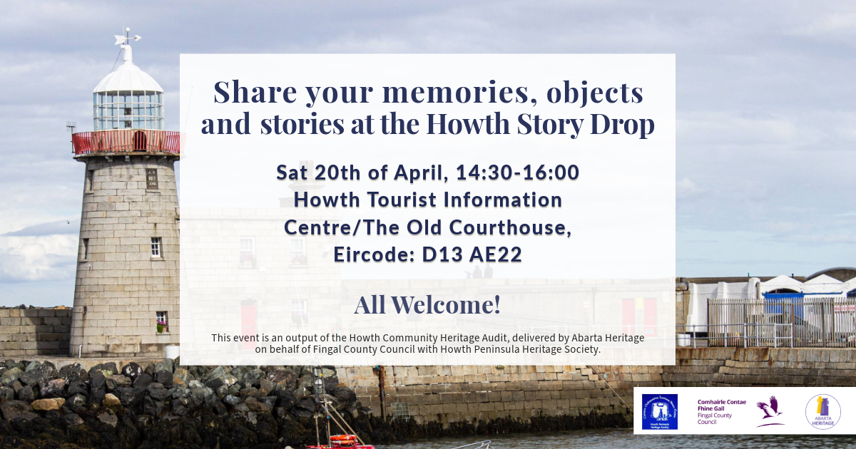 Delighted to be working with members of the Howth Peninsula Heritage Society and our consultants Abarta Heritage on the Howth Community Heritage Audit. Details of the kick -off event are below. #fingalcountycouncil #fingalheritage #howthheritage #resurrectingmonuments