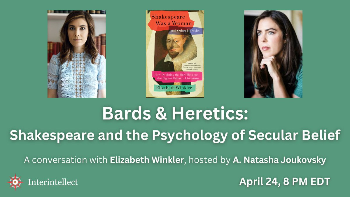 I logged back in, if that’s any indication how much I love @ElizWinkler’s book. Paperback out April 23! Come to our salon April 24! @interintellect_ joukovsky.substack.com/p/bards-and-he…