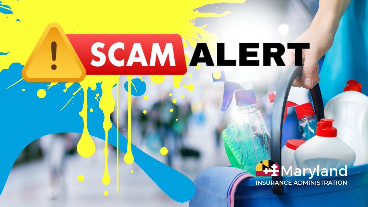 SCAM ALERT: The Maryland Insurance Administration has become aware of an insurance-related scam that predominantly targets small painting, construction, and cleaning businesses. Read more here: ow.ly/NAv450QCWTr #MDInsurance #Scam #Fraud #Commercial #SlamtheScam