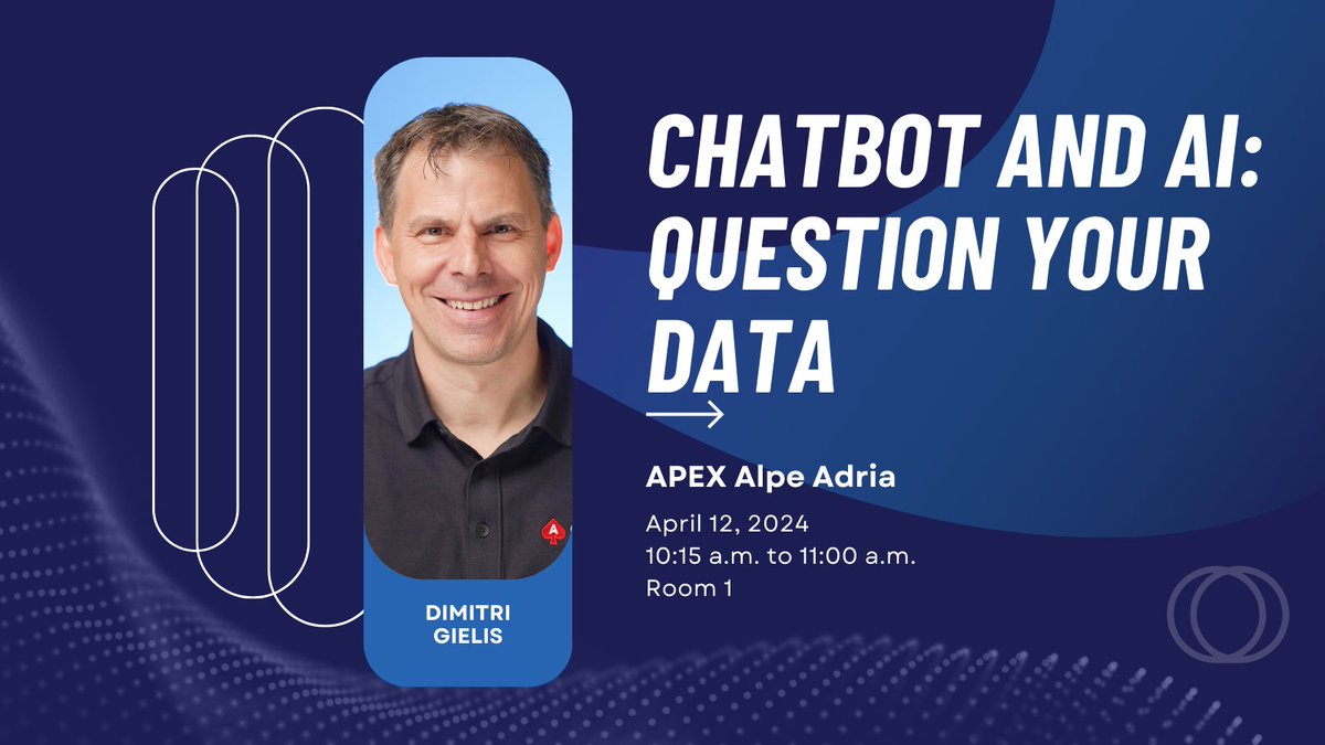 Experience a whole new world of possibilities with AI and APEX at @APEXAlpeAdria! Join @dgielis on a journey to learn how to integrate AI and ChatBot technology into Oracle APEX apps. If you haven't already, get your ticket at wllw.co/wLdpT4nxX #orclapex #APEXAlpeAdria