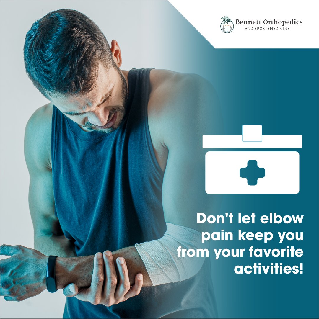 🌟 Don't let elbow pain keep you from your favorite activities! 🎾 Whether you're a tennis enthusiast or experiencing discomfort from everyday tasks, our team at Bennett Orthopedics and Sportsmedicine is here to help.  #ElbowPain #TennisElbow #OrthopedicCare #BennettOrthopedics