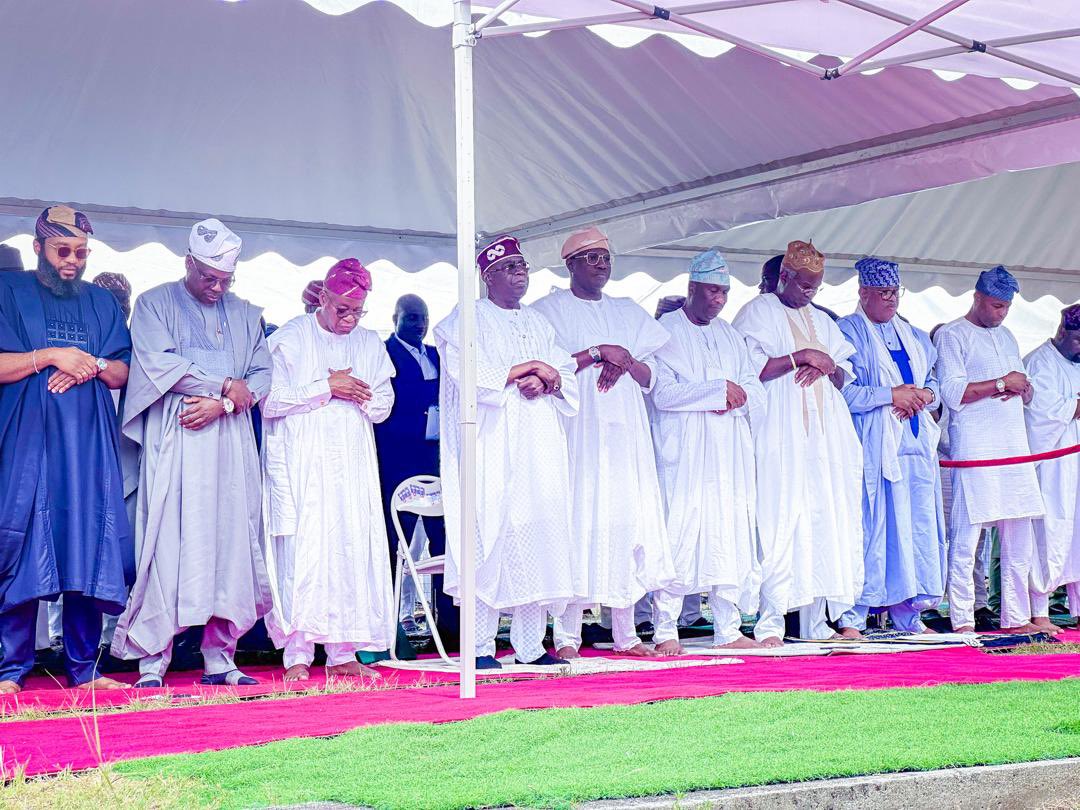 I joined President Bola Ahmed Tinubu @officialABAT and other Muslim faithfuls, along with colleagues at the Dodan Barracks praying ground in Lagos to observe Eid prayers.