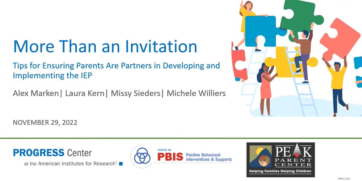 Check out this archived webinar from @K12PROGRESS on engaging parents in the individualized education program (IEP) process. #AutismAwarenessMonth promotingprogress.org/resources/enga…