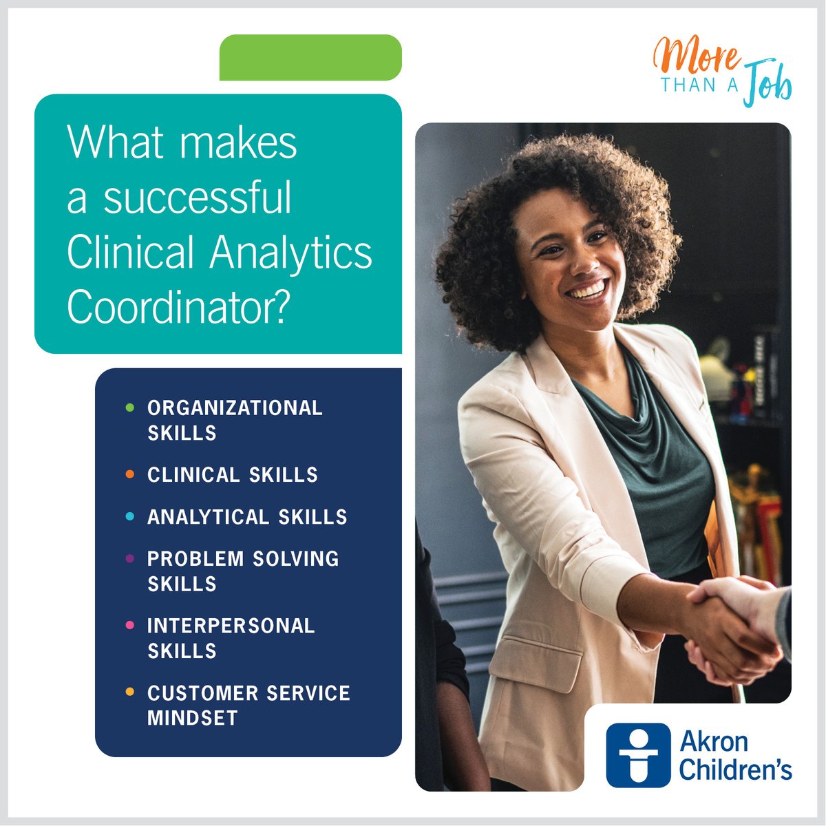 Discover the essential qualities and characteristics required for a Clinical Analytics Coordinator role at Akron Children’s. Make an impact and apply here: bit.ly/48iNrqm #ACHMoreThanAJob