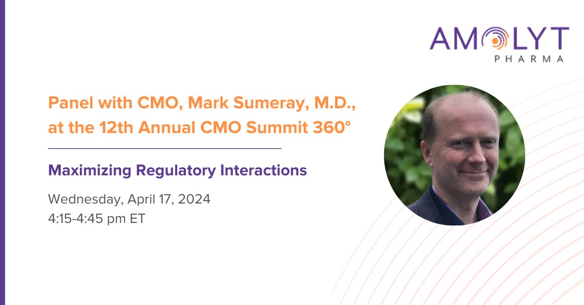 If you're attending the @ConferenceForum's CMO Summit 360, be sure to check out a panel on maximizing regulatory interactions featuring our CMO, Mark Sumeray, MD, on April 17 at 4:15 pm ET. Learn more here: brnw.ch/21wIGBI #CMO360