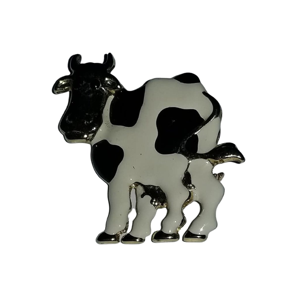 Vintage Enamel COW Brooch, Free Shipping tuppu.net/cc273313 #Etsy #JunkYardBlonde #AnimalJewelry