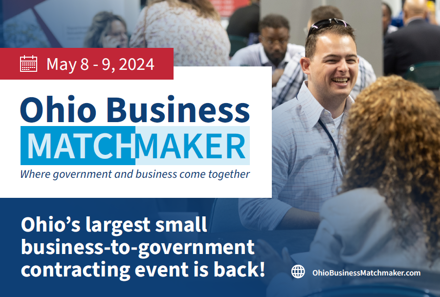 Registration is now open for Suppliers, Buyers & Lenders, and Exhibitors for the Ohio Business Matchmaker - May 8 & 9! Learn more and register, at: bit.ly/3TJSJqi