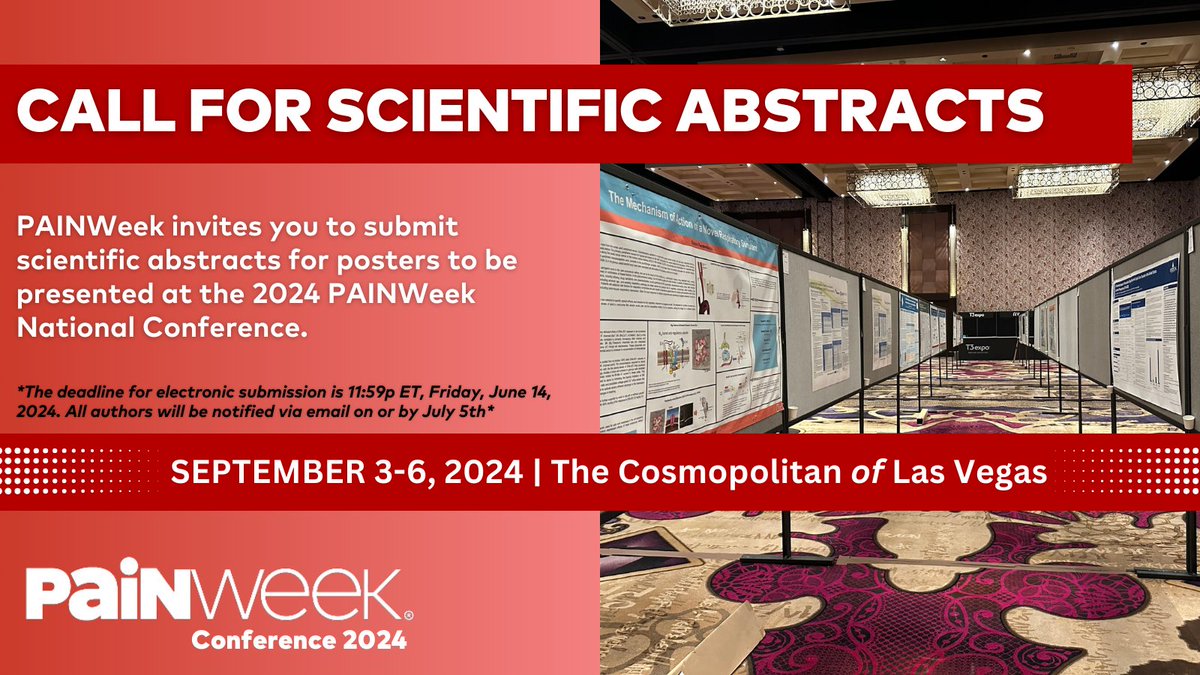 🚨PAINWeek invites you to submit scientific abstracts for posters to be presented at the 2024 PAINWeek National Conference.🚨 🔗hubs.li/Q02snTZf0