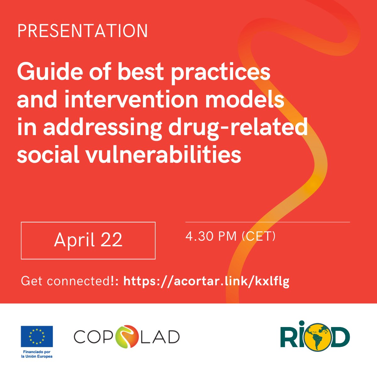 SAVE THE DATE! 🆕 On April 22nd we will present the 'Guide of Good Practices and Models of Intervention in Latin America-Caribbean and EU in addressing social vulnerabilities associated with drugs'. 🔗 Register and connect by Zoom!: i.mtr.cool/iomjlzmdzd