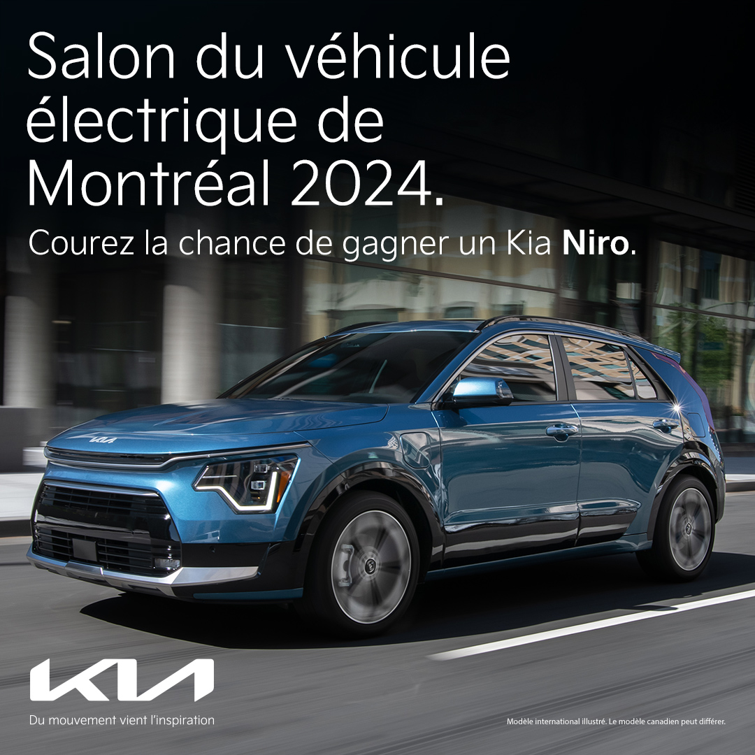 Le concours Kia Niro est de retour au Salon du véhicule électrique de Montréal 2024. Rejoignez-nous sur le stand Kia au Stade olympique du 19 au 21 avril et scannez le code QR pour courir la chance de gagner un Niro hybride, hybride rechargeable ou électrique.