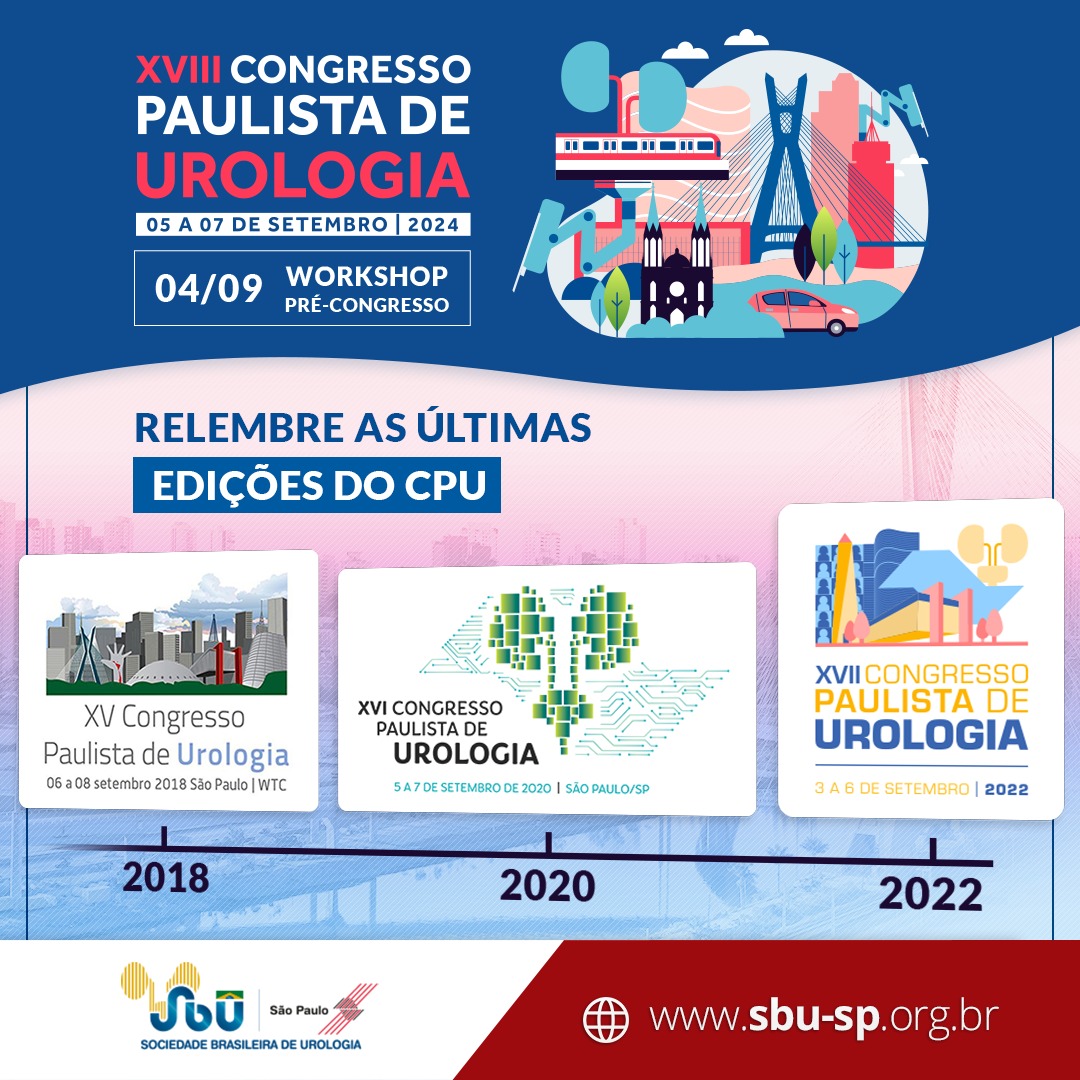 Em 2024, o Congresso Paulista de Urologia chega a sua 18ª edição, acumulando muita história e um legado de sucesso e qualidade.  Acompanhe a linha do tempo e relembre as últimas edições. Para se inscrever, acesse: cpu2024.com.br/cpu2024 #sbusp #CPU2024 #urologia