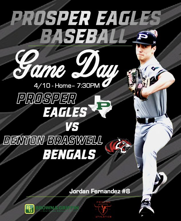 It’s Game Day! Game 1 of 2 starts at 7:30 PM tonight as the Prosper Eagles take on the Denton Braswell Bengals at Prosper Eagles Stadium. The weather will clear by game time.    The Sportsgram audio stream starts at 7:20 PM. Visit our website and click on the “Listen Live” link.