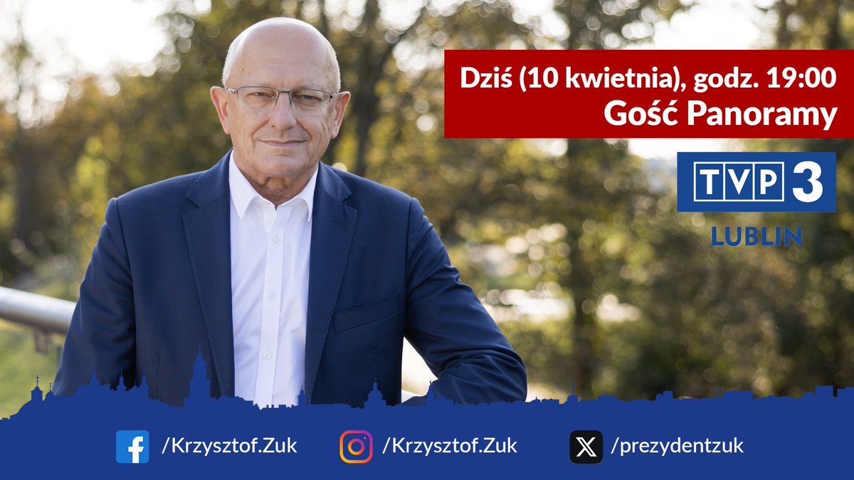 Dziś o godz. 19.00 pojawię się w programie 'Gość Panoramy' w TVP3 Lublin. Zapraszam do oglądania.