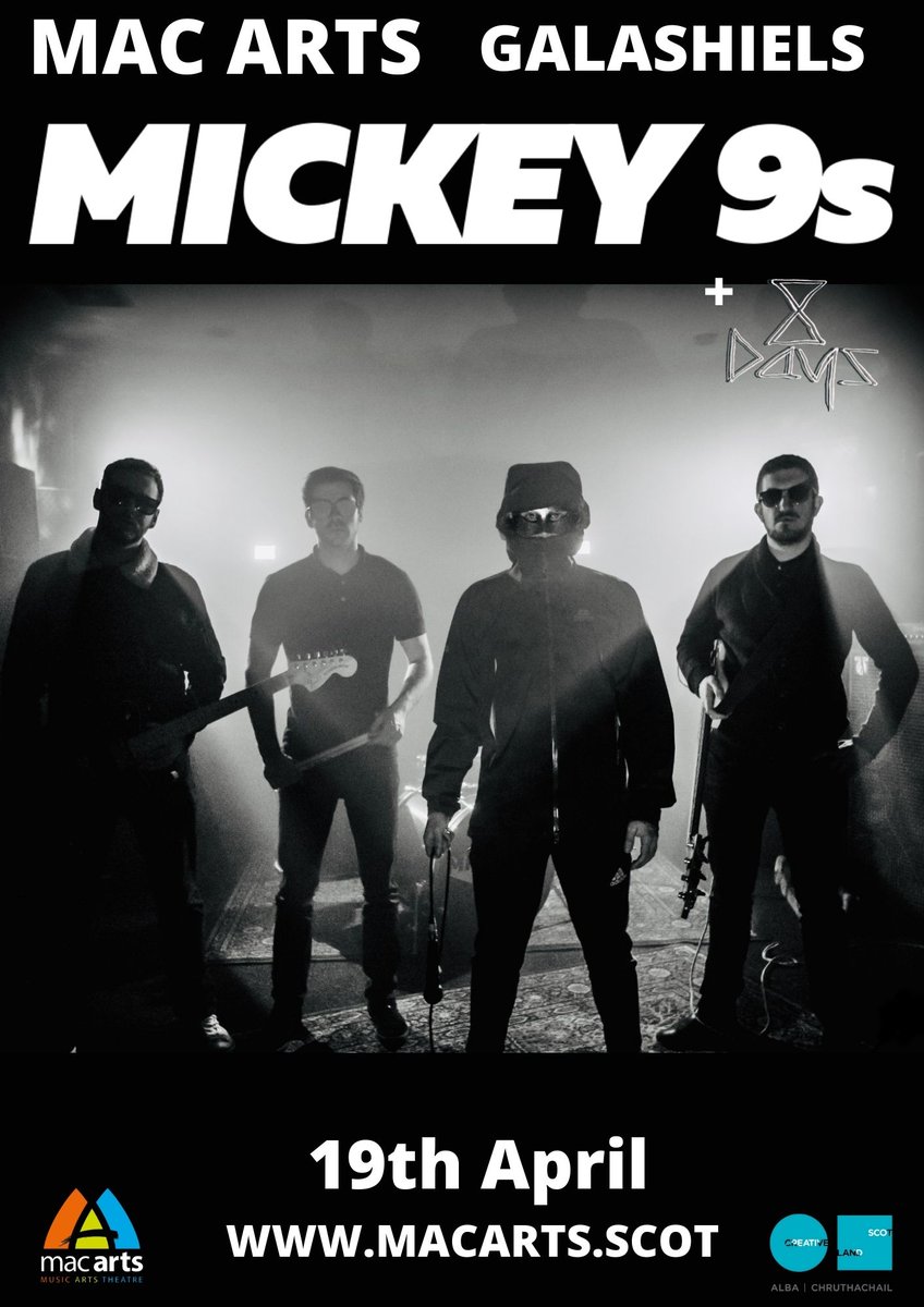 📡 NEXT FRIDAY!!! @Mickey9s ⚡️ World Tour of Scotland 🏴󠁧󠁢󠁳󠁣󠁴󠁿 continues as we make a welcome return to our favourite venue in the Scottish Borders, @macartscentre Galashiels! Support from the excellent 8 Days again 😃 @TicketSource 🎟 ticketsource.co.uk/macarts/mickey… ☀️23 Music Management.