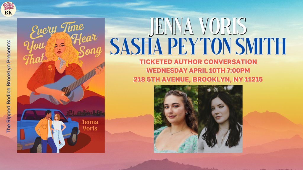 TODAY IN BROOKLYN! To celebrate Every Time You Hear That Song, we're hosting an #AuthorEvent with Jenna Voris at 7pm. She will chat about her new YA sapphic novel with @SashaPSmith. ❤️ ⁠ 🎟️⁠ ⁠Tickets: therippedbodicela.com/brooklyn-events ⁠ #TheRippedBodiceBK
