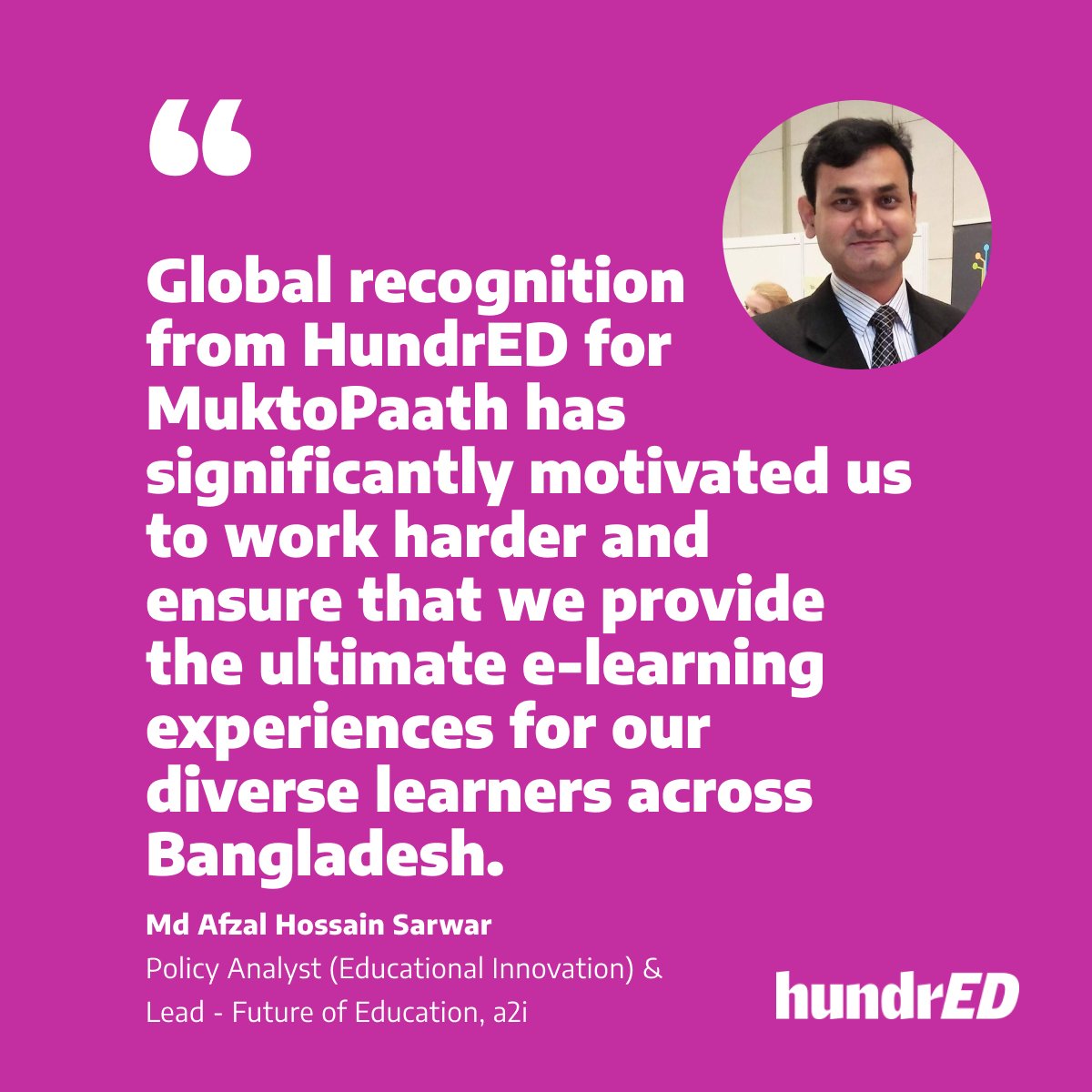 MuktoPaath by @a2i_bd was selected for the HundrED Global Collection 2024 🎉 📣 You too can gain global recognition for your work in education: loom.ly/FQKkejA