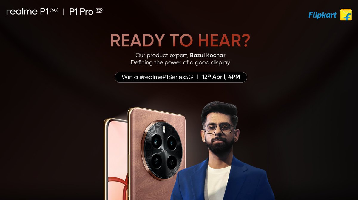 ☑️A good display can make or break your power game! Hear our product expert, Bazul Kochar and get insights on the power of a good display 📲 Stand a chance to win #realmePSeries5G #ContestAlert #realmeP1Pro5G #realmeP1 5G Mark the date - 12th April #NewrealmePSeries5G