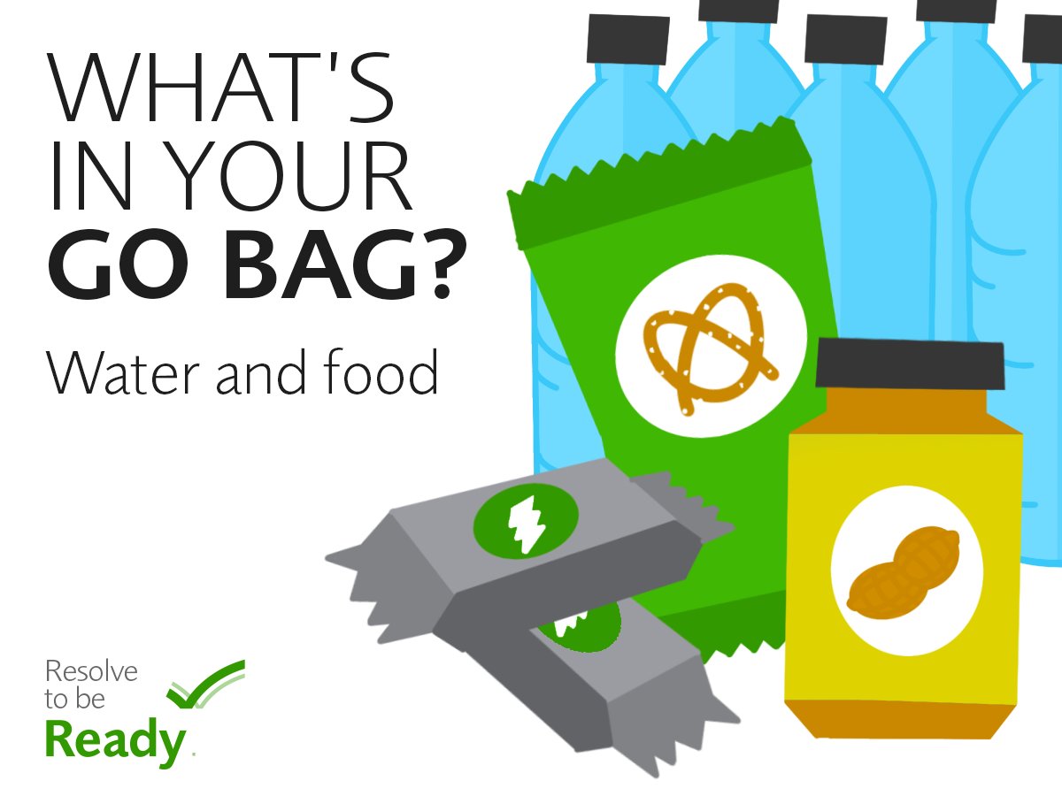 What's in your Go Bag/Emergency Kit? Do you have... At least one gallon of water per day per person? While it may seem like a lot, water can be used for both drinking and sanitation purposes. ready.gov/kit