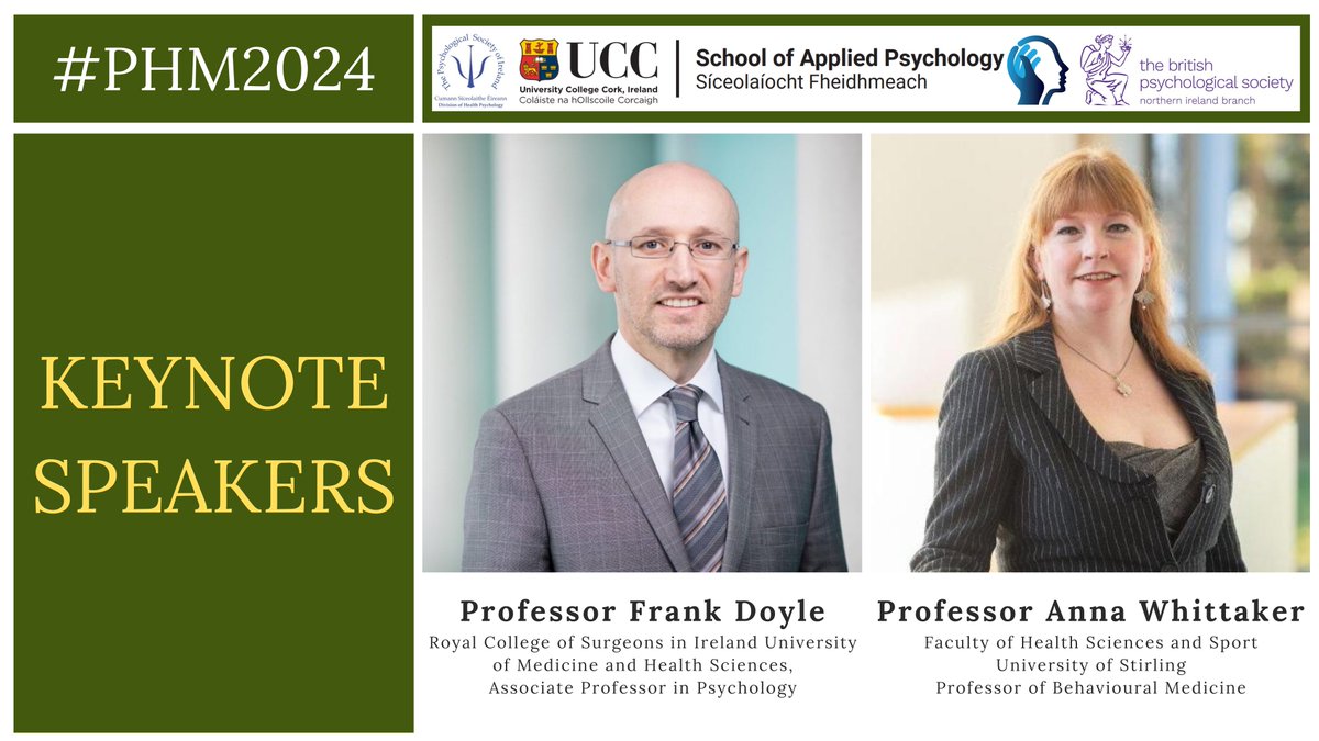 We are excited to announce our keynote speakers for #PHM2024 at @UCC: Prof. Frank Doyle @frank_doyle4 and Prof Anna Whittaker @brainsnstyle. Registration is open, with early bird tickets available until 30th April. More info here: ucc.ie/en/phm/registr…