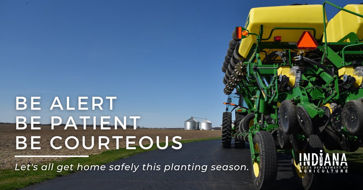 Indiana farmers will soon begin planting this year’s crop which means you are more likely to encounter large farm equipment on rural roads and highways. 🚗🚜⚠️ Know how to safely navigate around equipment on the road this spring→ bit.ly/3nIoi65 #Plant24 #SafePlantIN