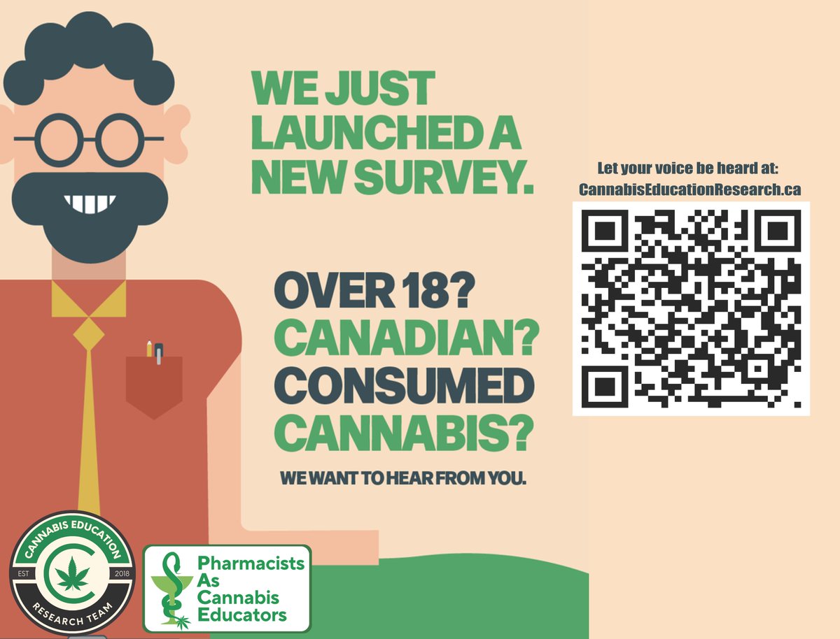 ProfDanBear's tweet image. Join our @cannabisedu_ team for an AMA on r/Canada this Friday at 11am EDT. We'll be answering all your cannabis questions as part of our effort to gather respondents to our Pharmacists as Cannabis Educators (PACE) project. cannabiseducationresearch.ca
