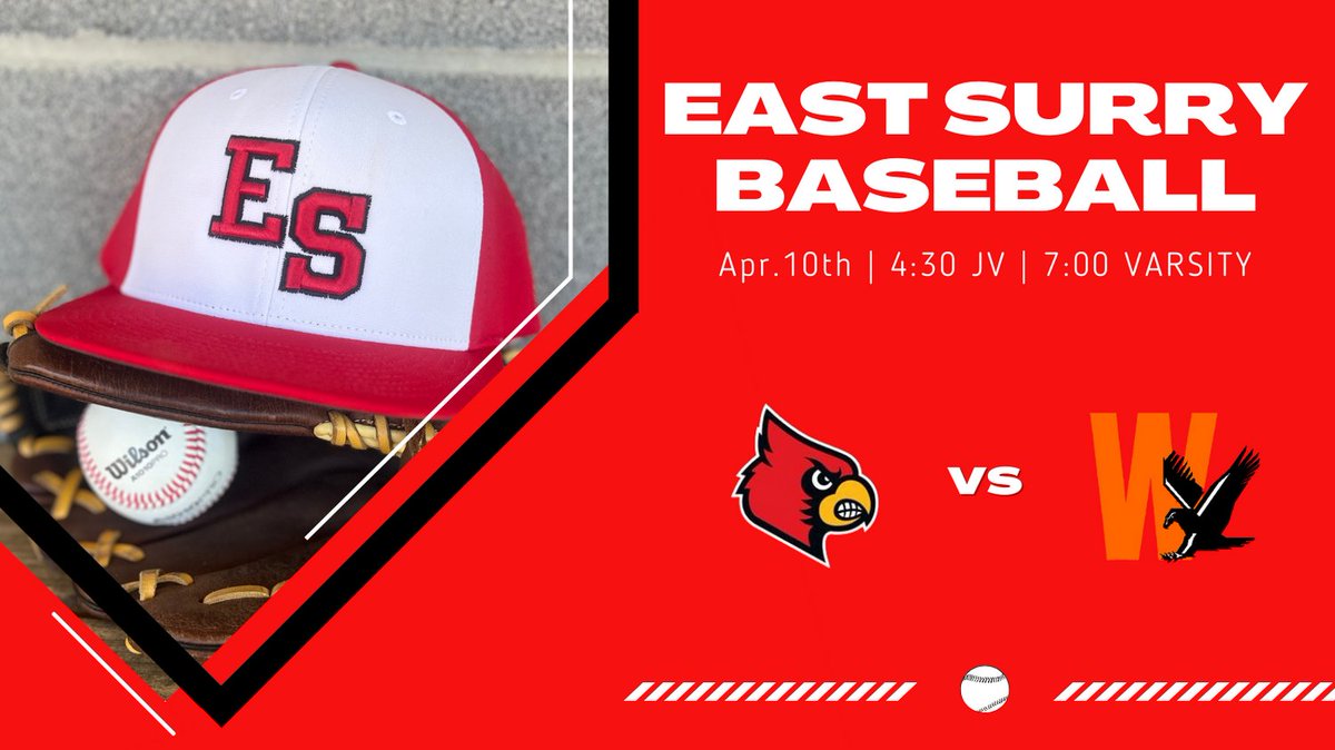 Good luck to @ESurryBaseball as they host West Wilkes in a FH2A matchup. JV begin at 4:30pm with Varsity to follow. Go Cards!
