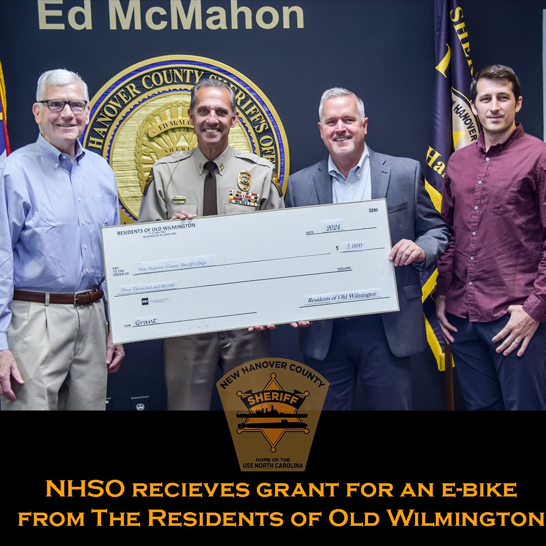 Thrilled to announce that thanks to the generous grant from the #ResidentsofOldWilmingtonFoundation, #NHSO is now equipped with e-bikes for enhanced community patrol! 🚴‍♂️ Together, we're ensuring safer schools, parks, and CFCC. #ILM #WilmingtonNC #NHC