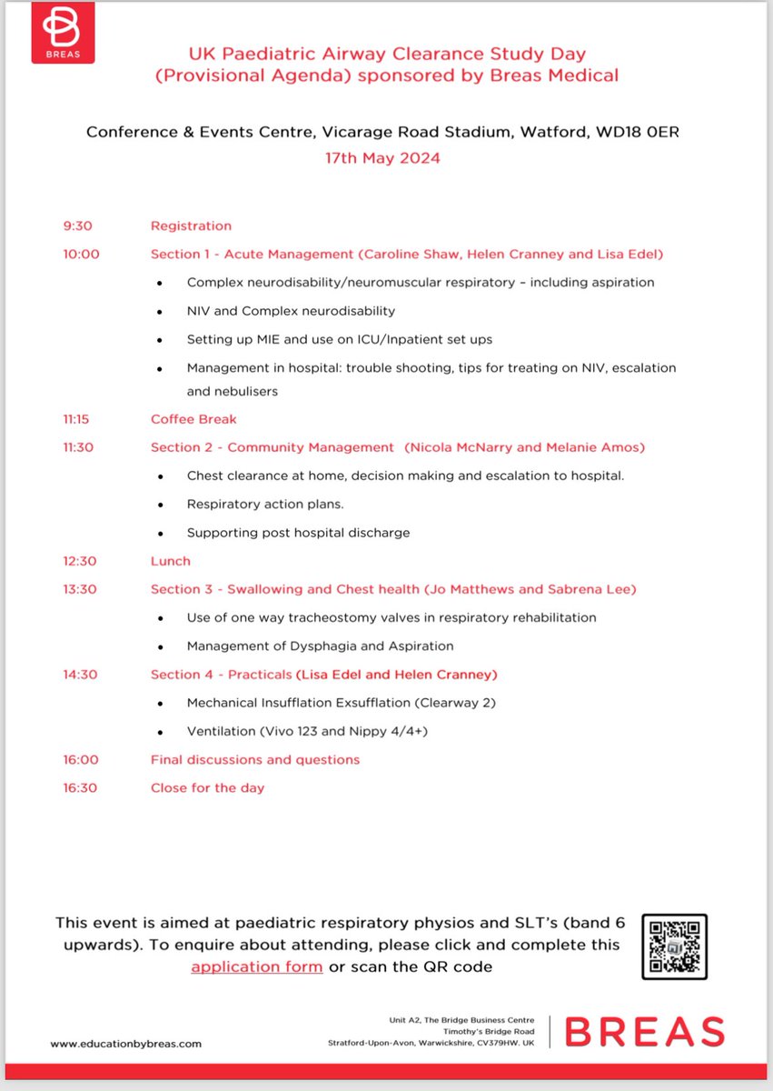 Last few places remaining on what will be a fab study day!! Be quick to get your place! @BreasMedical @NTPaedsNetwork @GOSHCardioResp @HMViPGroup @uk_hmv @EvelinaLondon @StGeorgesTrust