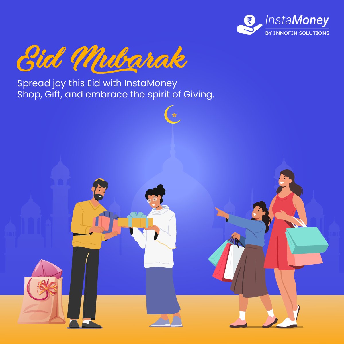 On this Eid, may the exchange of gifts and love bring boundless happiness to your heart. Wishing you a Happy Eid! #InstaMoney #HappyEid #LiveYourLife #EidMubarak #QuickLoans #FinancialFreedom #InstantLoans #Fintech #LoanApp #PersonalLoan #InstantCash