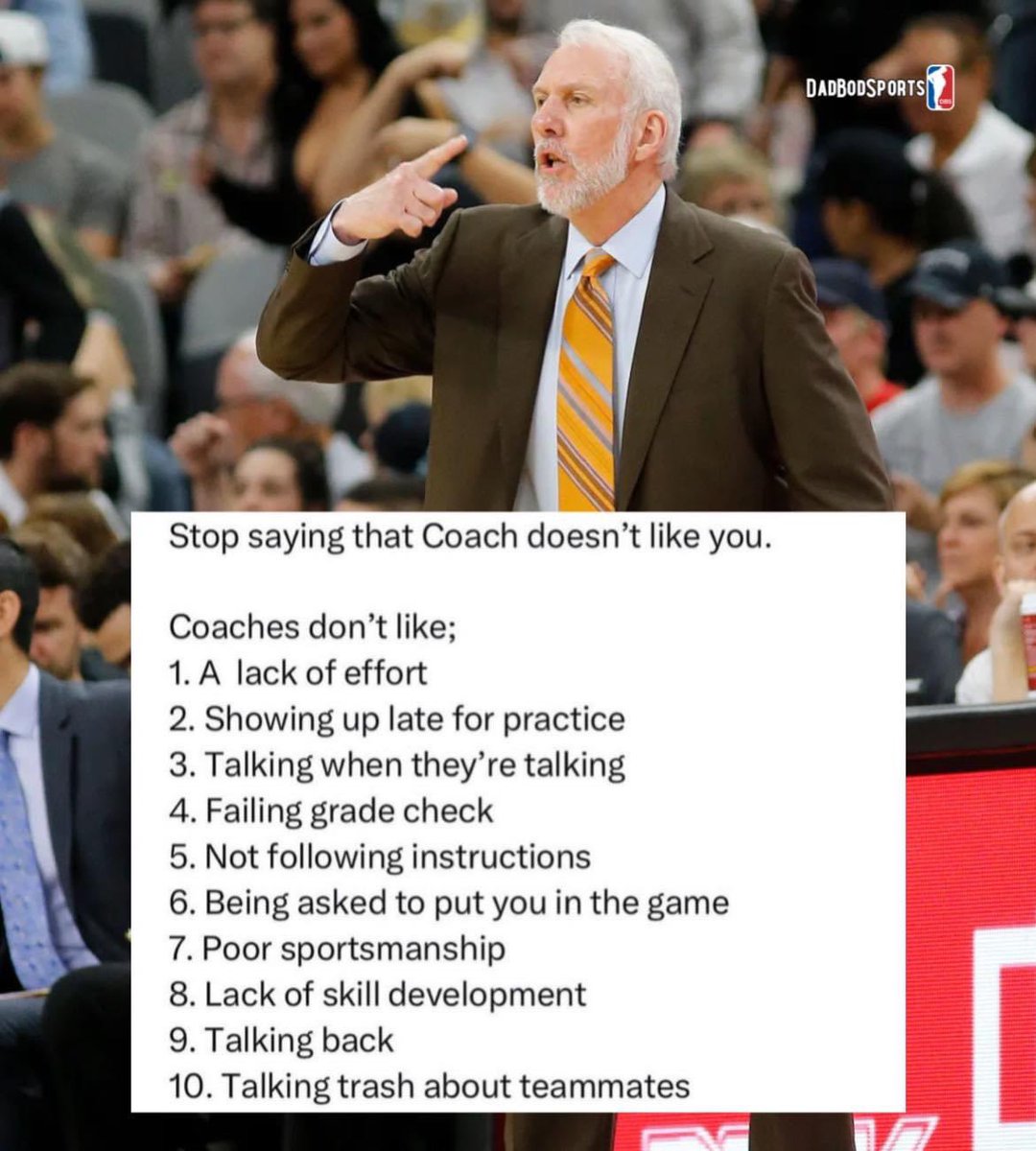 Replace coach with boss and practice/game with work….we love hiring young people with team sporting backgrounds…works out more times than it doesn’t in my experience