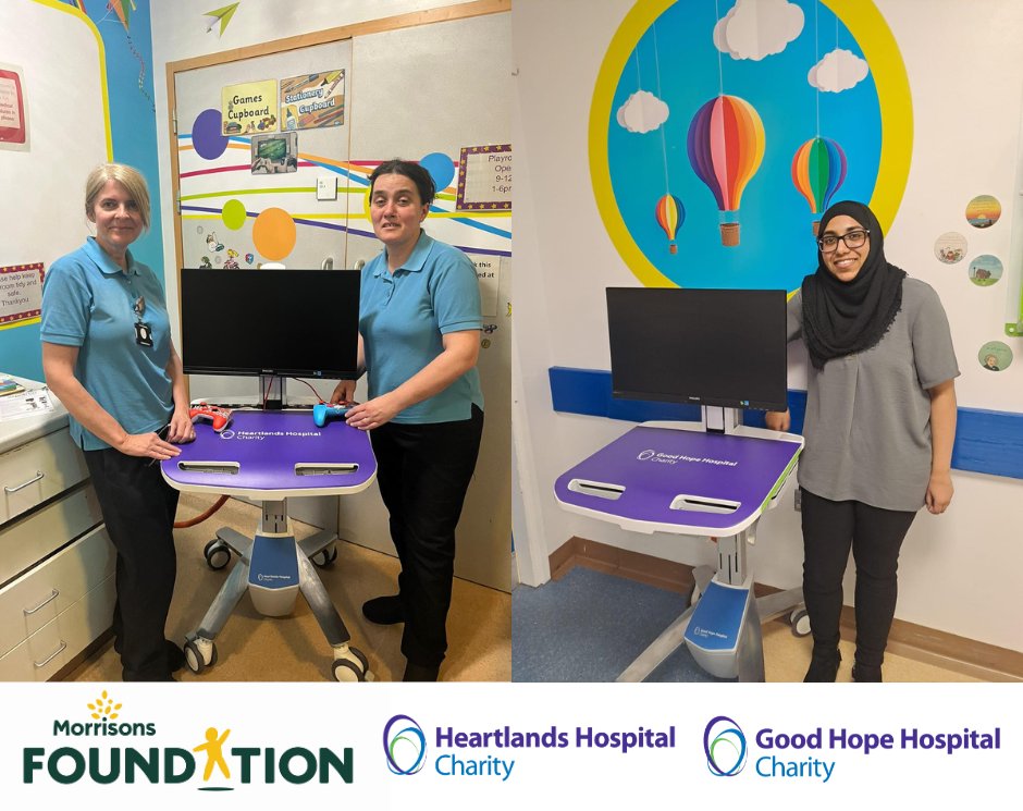 🫶 A big thank you to the Morrisons Foundation @MorriFoundation for funding two RockinR gaming carts for children’s wards across Heartlands & Good Hope Hospitals. The RockinR helps to distract children from any worries and give them a bit of normality during their hospital stay.