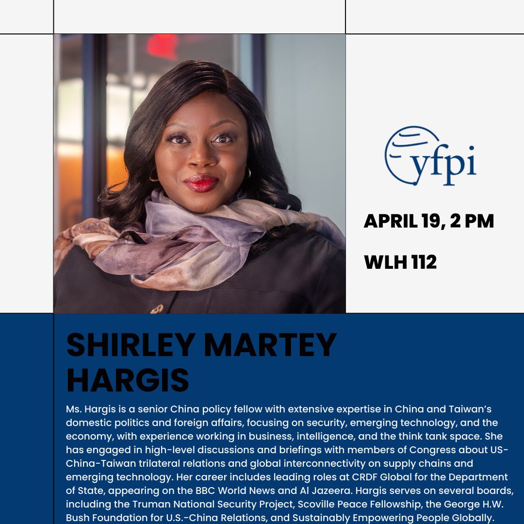 Appreciate the invitation from Yale University’s Foreign Policy Initiative (yfpi)! Looking forward to sharing the stage with my insightful colleague, @AshaCastleberry. @NatSecDiver #nationalsecurity #foreignaffairs #foreignpolicy #DINSN