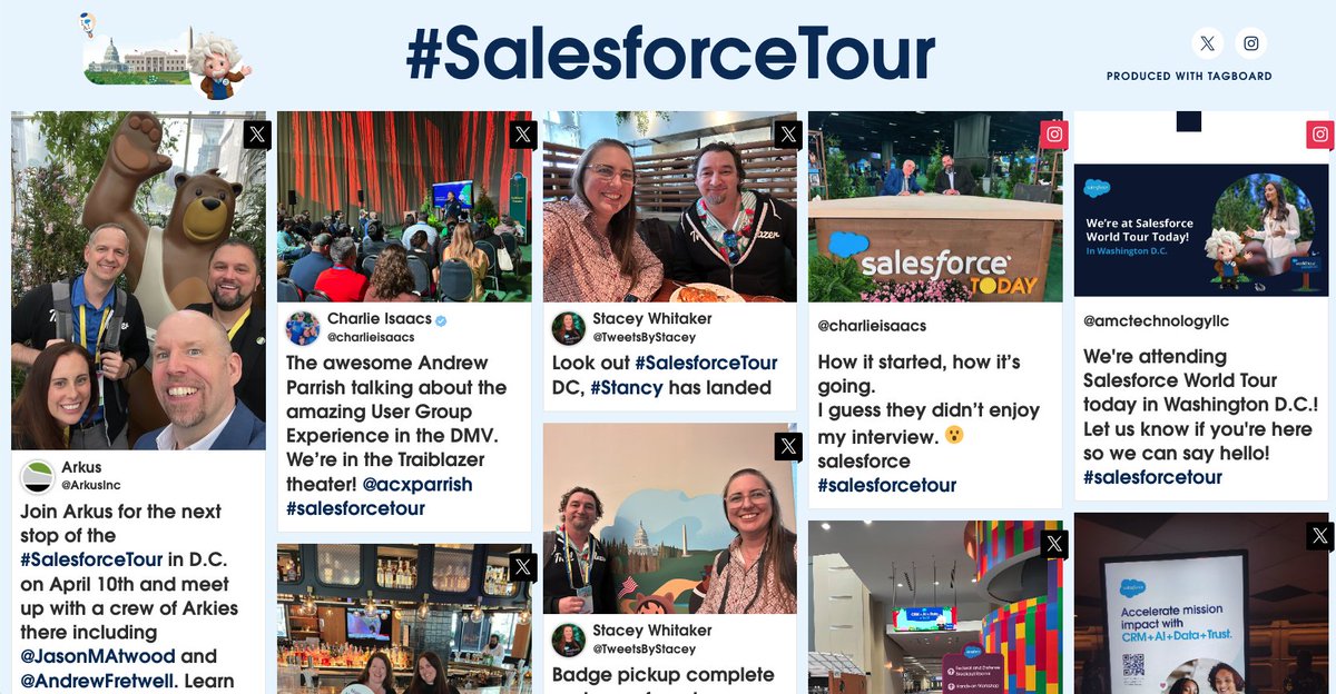 Casting Call: YOU!

Post your fav World Tour D.C. moments and pics using #SalesforceTour for a chance to be featured on our social media community board.

Who knows... You might just see yourself in the spotlight: sforce.co/3U0Qkqe