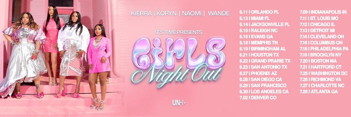 It’s Time Tour Presents: Girls Night Out featuring @KierraSheard, @KorynHawthorne, Naomi Raine, and @OMGitsWande. Tickets on sale tomorrow at 10am local: livemu.sc/3TVw1uh