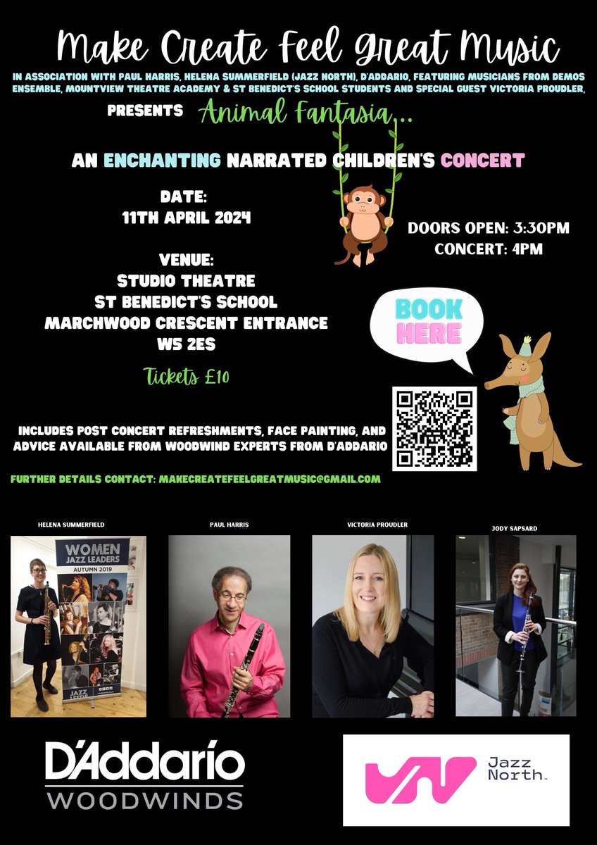If you're looking for a creative activity for your children during the school holidays, tomorrow's makecreatefeelgreatmusic in Ealing featuring Guildhall Alumni Jody Sapsard, Helena Summerfield and Victoria Proudler is the perfect match! Details in the image below 👇