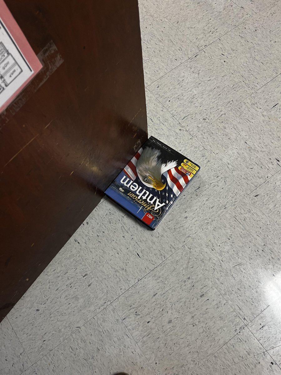 Good news! I finally found a use for my district textbook! Apparently the fire marshall said we have to remove the kickstops on our doors b/c they are a fire hazard?