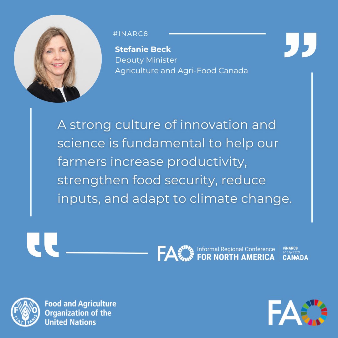 Speaking at the #INARC8 hosted by Canada, Agriculture and Agri-Food Deputy Minister, Stephanie Beck underscored how a strong culture of science and innovation is key to build farmers resilience. Read more 👉 bit.ly/3U7EHPg