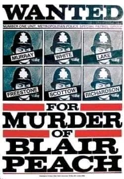 Reminded watching #Defiance that @metpoliceuk threatened to sue socialists & Anti Nazi League members over this poster. This, rather than hand over the killer of Blair Peach from the ranks of the vile Special Patrol Group. @AntiRacismDay @RoganProduction @HolborowPaul