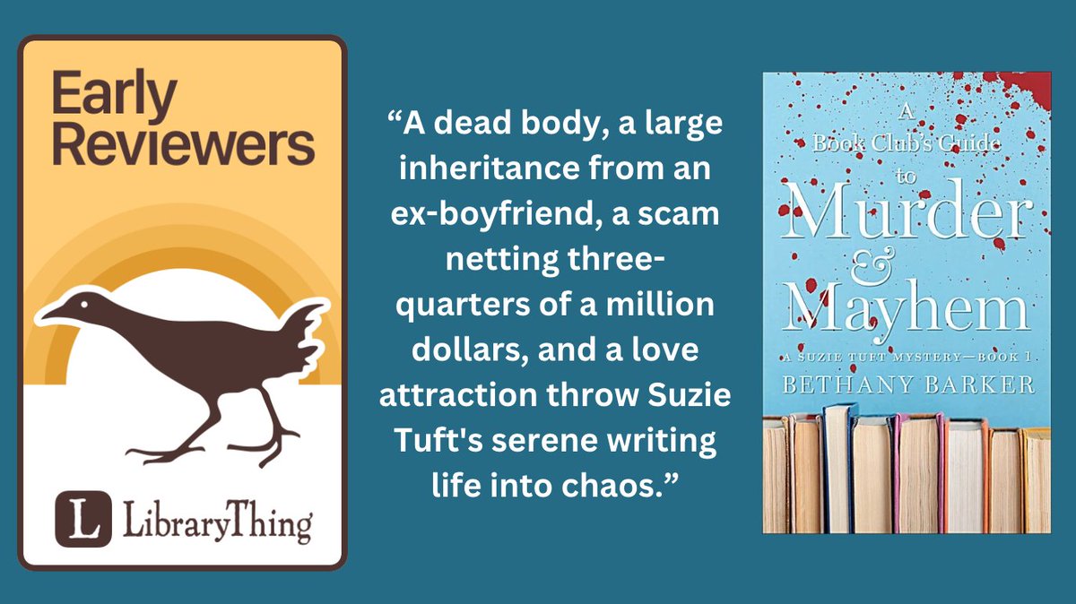 Suzie Tuft's serene writing life is thrown into chaos when she discovers a body near her rural home... Enter to win a copy of Bethany Barker's A Book Club's Guide to Murder & Mayhem from @harborlanebooks librarything.com/ner/detail/498…