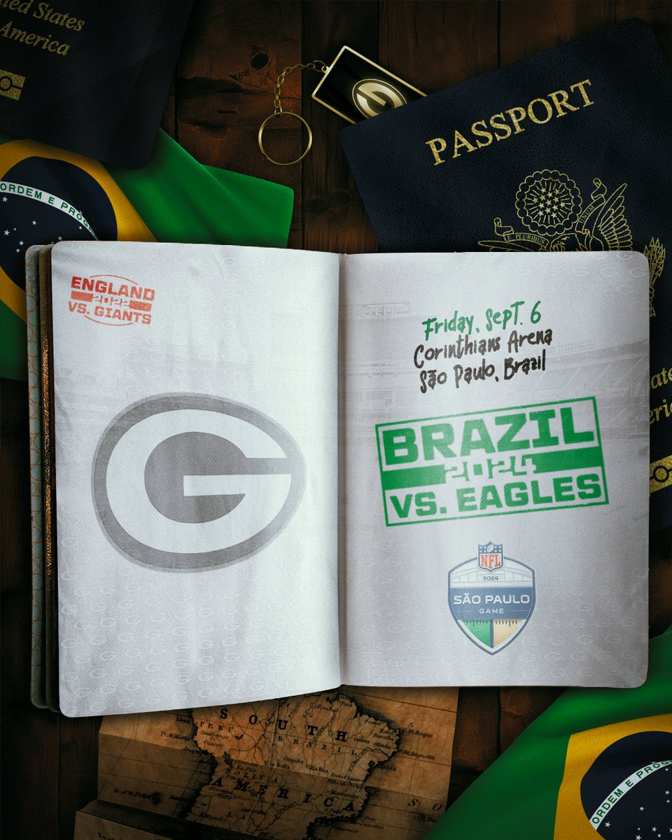 Going to Brazil in Week 1 to play the Philadelphia Eagles! 🏈 #GoPackGo