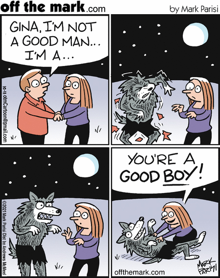 I got a kick out of this comic. If there was a fantasy romance novel that had her tell the wolf partner that he's a good boy I would have laughed. #comic #jokes #jokesfordays #joke #fantasyromance #humor #humorous #MondayMotivation #monday #MondayMood #MondayVibes #MondayMorning