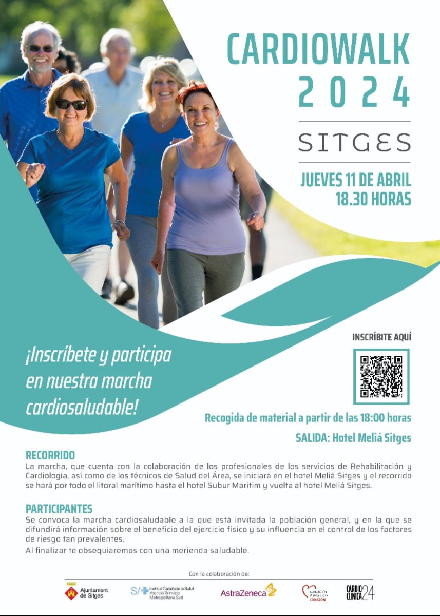 ‼️ Mañana por la tarde no te puedes perder nuestro Cardio-Walk #CardioClínica24‼️ 🗓 Jueves 11 a las 18.30 en Sitges. Salida desde Hotel Melia Sitges. Inscribete👉cardioclinica24.com/index.php/card…