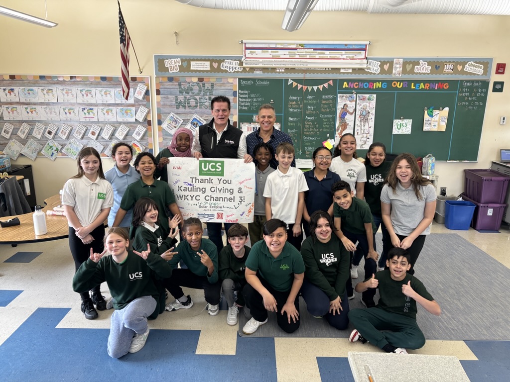 We cannot thank @MattKaulig, @KauligGiving, @JaycrawfordCLE, and @wkyc enough for including UCS in Monday's Power of Inspiration segment! Our students were super excited to receive their Eclipse goodie bags and NASA-approved glasses! #UCSpride