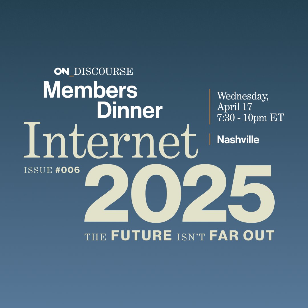 .@ON_Discourse takes to the road for our next installment of Internet 2025. On April 17, we bring together business leaders, tech entrepreneurs and investors in one of our favorite cities, Nashville to host a debate that aims to define the risks, opportunities, and requirements…