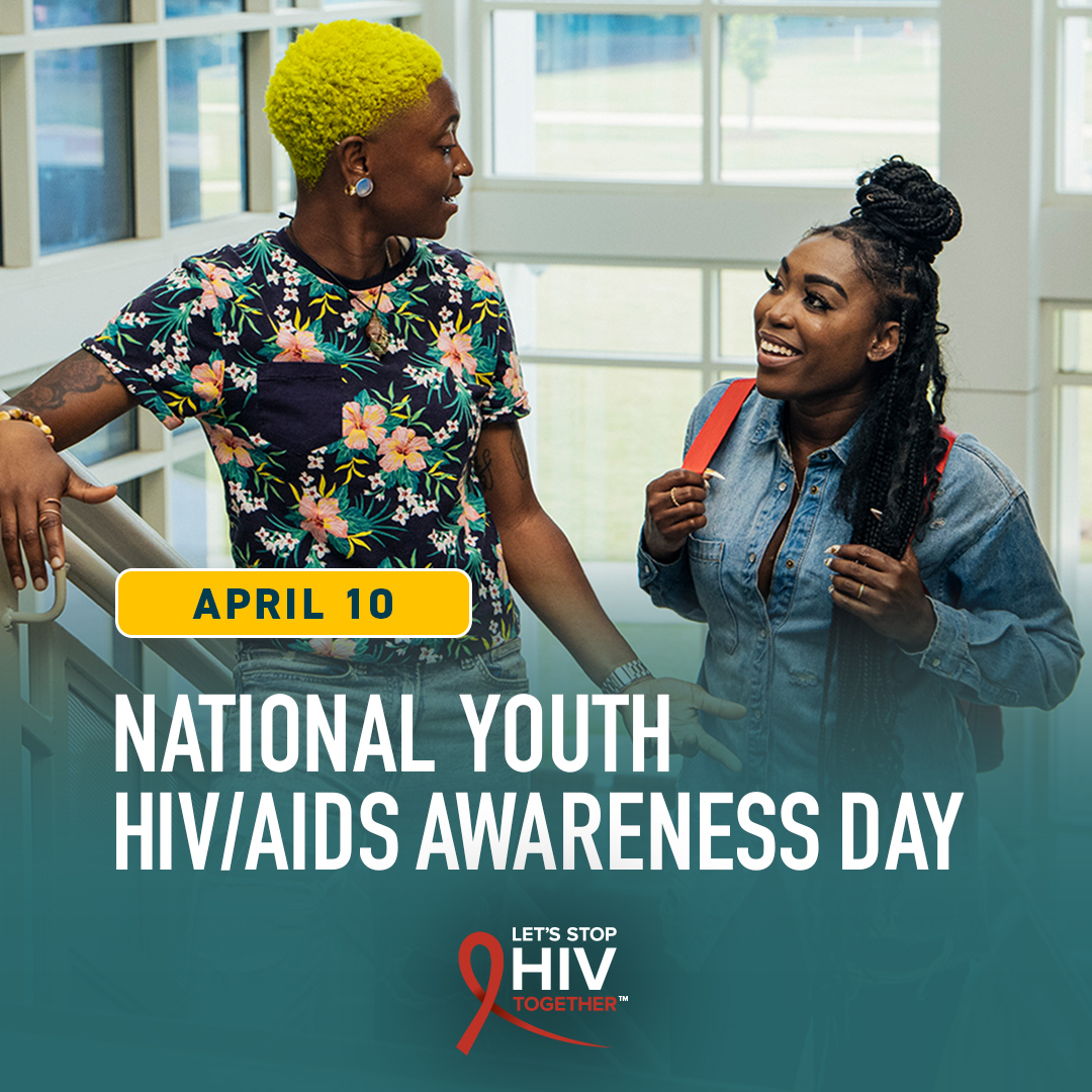 Today is National Youth HIV/AIDS Awareness Day, a day to address the impact of #HIV on young people. When we reduce HIV stigma and promote prevention, testing, and treatment among youth, we can help #StopHIVTogether. cdc.gov/stophivtogether #NYHAAD