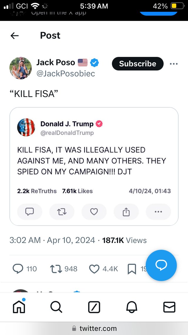 Another one of my tweets aging like fine wine This douchebag signed off on FISA