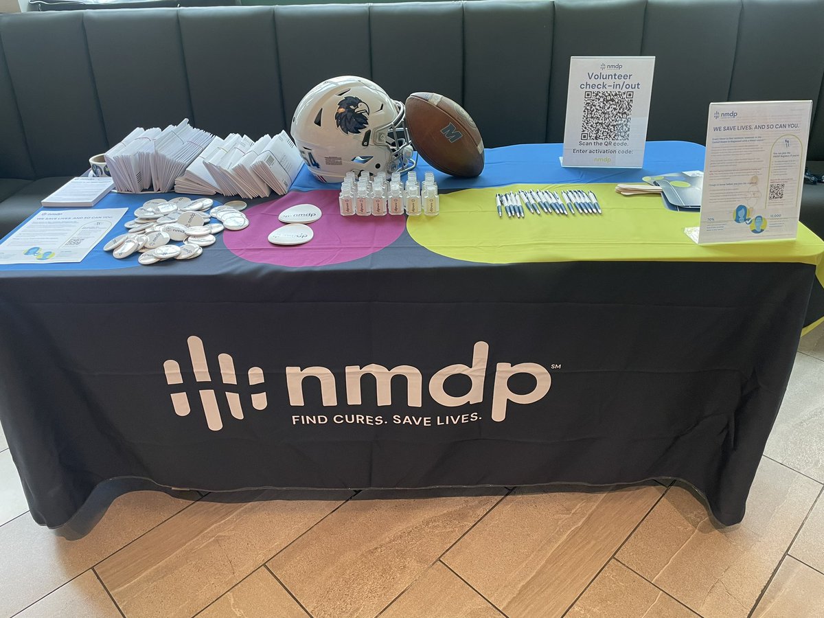 GET IN THE GAME with @MUHawksFB @nmdp_org @TalleyBoneMarro today! 🗓️ | Wednesday 4/10/24 🕰️ | 10:00am-2:00pm 📍| Student Center (back patio) and Dining Hall (lobby) @MonmouthHawks @monmouthu #GITG #GetInTheGame #FlyHawks