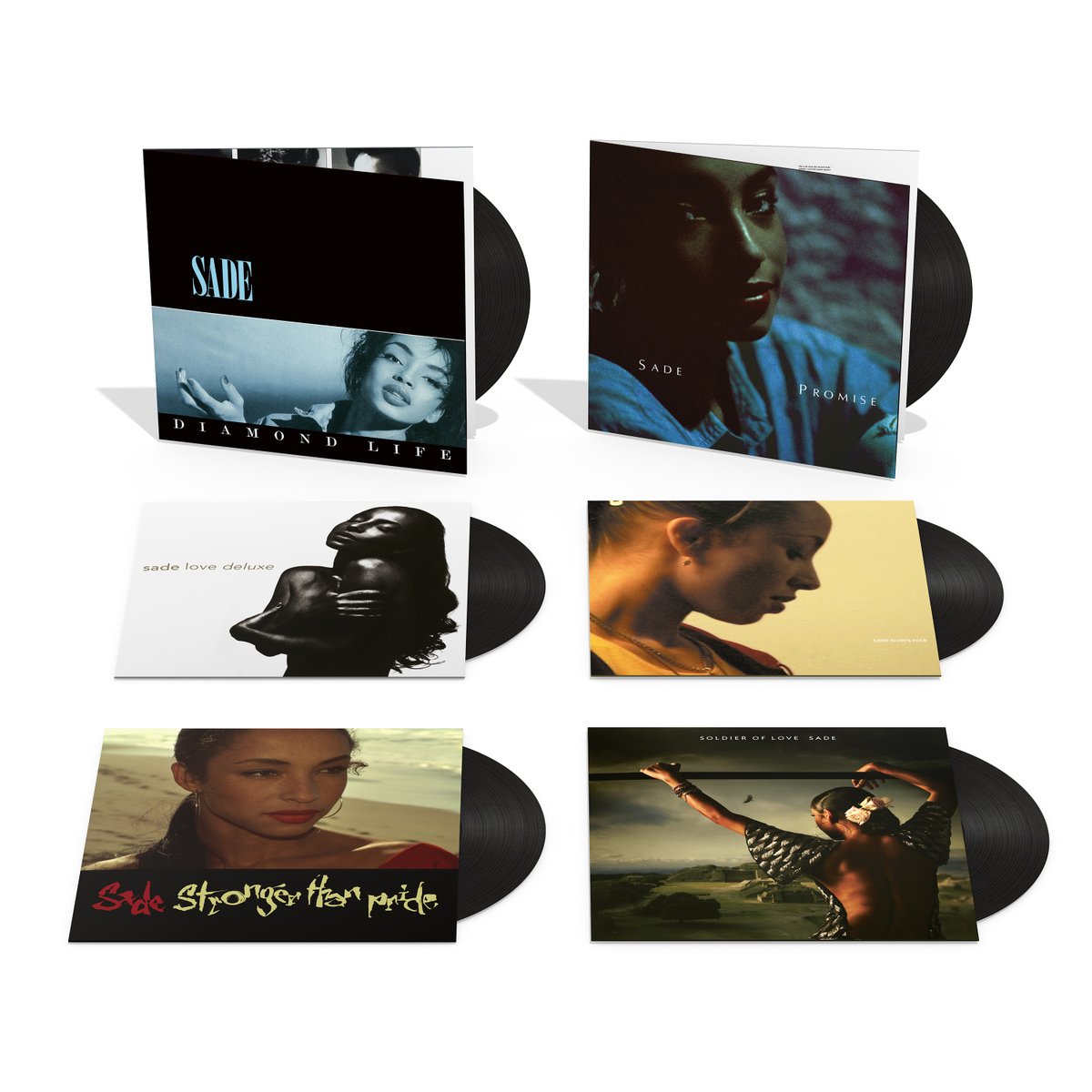 2024 release: Sade’s six individual studio albums on black vinyl 21 June 2024: Diamond Life (1984) | Promise (1985) | Stronger Than Pride (1988) 20 September 2024: Love Deluxe (1992) | Lovers Rock (2000) | Soldier Of Love (2010) Pre-order: Sade.lnk.to/LPs
